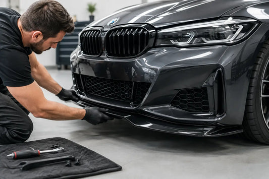 Монтаж на BMW сплитер без компромис с визията
